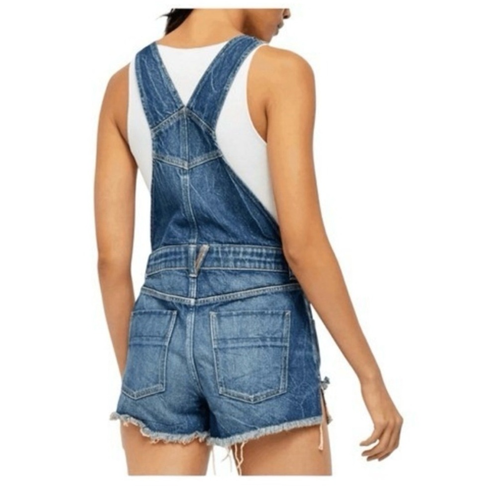 We the Free Sun Kissed Denim Zip-Front Short Overalls - Picture 2 of 4